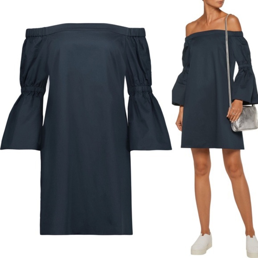 NWOT Navy Blue Off the Shoulder Tibi Dress